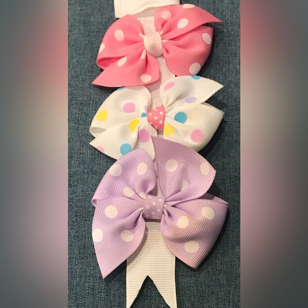 3 Hair Clips in Bow Tied Ribbons Style